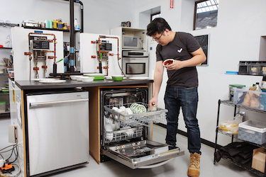 Testing dishwashers in the Reviewed labs.